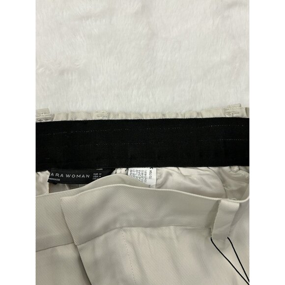 Zara Women's  Wide Leg Cropped Pants Medium Cream High Waist Casual Trousers NWT - Picture 13 of 16